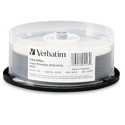 Verbatim DVD+R DL 8.5GB/240Min 2.4X White Inkjet Printable 20Pk Spindle Box
