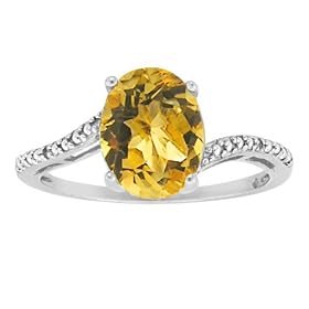 Buy Sterling Silver 8X6Mm Oval Citrine Ring - White