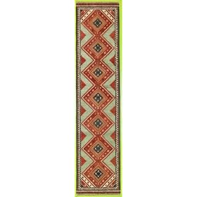 2'7 x 9'10 Green Hand Tufted Wool Ghashghaei Runner Rug