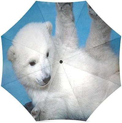 Mother/Father Gift Cute Baby Polar Bear Compact Travel Windproof Rainproof Umbrella