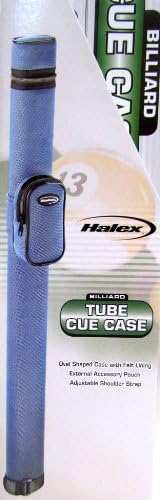 Billiard Cue Case 1 X 1 - Felt Lined Hard Case with Canvas Exterior - Pool Cue Case - Choose From Gray, Blue, or Red - Hard Pool Cue Stick Carry Case with External Accessory Pouch and Adjustable Shoulder Strap.
