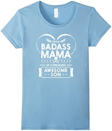 Women's Badass Mama Of Awesome Son Shirt - Funny Mom Shirts Large Baby Blue