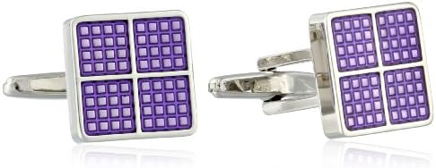 Kenneth Cole REACTION Men's Square Cufflink with Purple Square Dot Detail