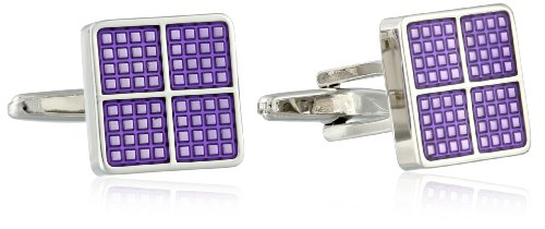 Kenneth Cole REACTION Men's Square Cufflink with Purple Square Dot Detail