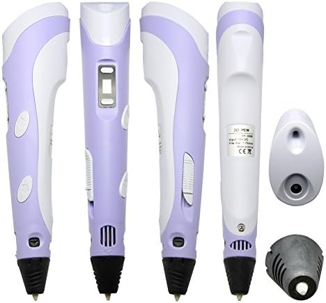 3D Drawing Pen with LCD Display and 3 Free 1.75mm Filament Starter Pack (Purple)