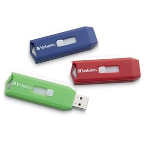 Verbatim Store n Go 2 GB USB 2.0 Flash Drive 3 Pack 96981 (Red Blue Green) 2 GB