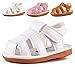 CINDEAR Squeaky Pu Leather Closed-Toe Sandals for Infant Boy Girl Rubber Sole Anti-Slip Slippers Shoes White 1302-WT15(Inner Length 11.5cm/4.5in)