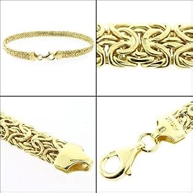 Mirrored Bold Byzantine Anklet 14K Yellow Gold by 