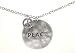 Burnished Silver Peace Disc & Sign Charm Necklace ~ Long Necklace Chain