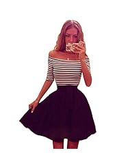 Striped Print Cotton Cocktail Short Bandage Dress/Bodycon Dress/Club Dress/Evening Dress/Party Dress/Mini Dress 