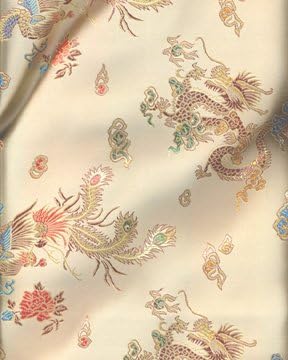 45" Chinese Brocade Fabric, Flying Dragon Gold - by the yard