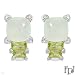 FPJ Exquisite Earrings With 7.80ctw Precious Stones - Genuine Clean Diamonds, Peridots and Prehnites 14K White Gold. Total item weight 6.7g Length 17mm