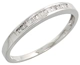 14k White Gold Fancy Ladies' Diamond Band, w/ 0.20 Carat Baguette Diamonds, 1/16 (2mm) wide