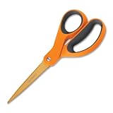 Contoured Scissors, Straight, Softgrip, 8 quot; L, Orange/Gray