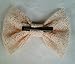 SET OF 2- GRAY LACE AND PEACH LACE SMALL BOW HAIR CLIPS