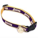 NBA Dog Collar Team: Los Angeles Lakers, Size: Medium / Large (1" W x 16" - 26" L)