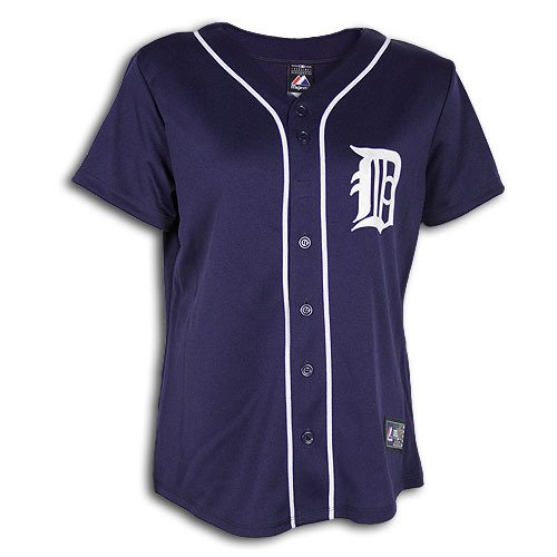 Detroit Tigers LADIES Navy Fashion Jersey - Medium