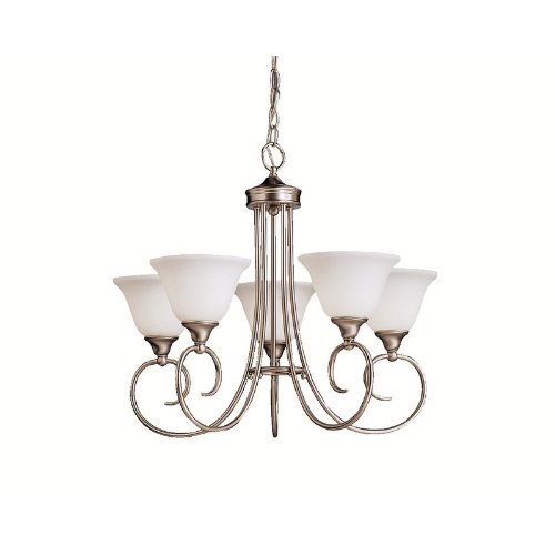 Kichler Lighting 1926NI Bristol 5-Light Chandelier, Brushed Nickel with Satin-Etched Cased Opal Glass