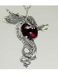 The Warrior Dragon in Sterling Silver Accented with Genuine Garnet