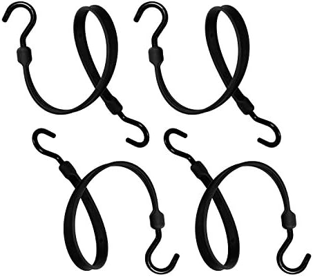 The Better Bungee 4PKS24NBK Polyurethane Bungee Strap with Over-Molded Nylon Hooks (4 Pack), 24", Black