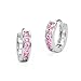 Sterling Silver Rhodium Plated 3mm x 13mm Channel Huggy Girls Earrings