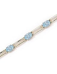 14kt Yellow Gold Oval Aquamarine and Diamond Bracelet