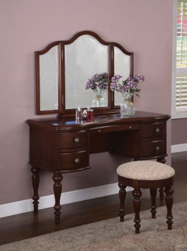 Marquis Cherry Vanity Mirror and Bench