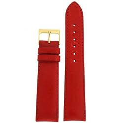Watch Band Calfskin Leather Comfort Light Padded Red Gold-tone Buckle Ladies 14 Millimeters