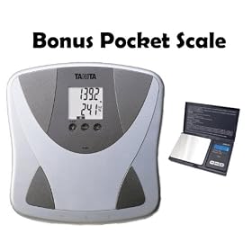 Tanita BF-680W 300lb Scale with Body Fat Monitor, Body Water Monitor and Athletic Mode With Bonus 600g x 0.1 gram Digital Food Pocket Scale
