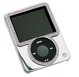 Gilty Couture Silver-Plated Slider Case with Pink Swarovski Crystals for iPod nano 3G