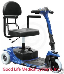Drive Medical Falcon 3 Wheel Portable Travel Scooter with Comfortable Padded Seat and Batteries, Blue