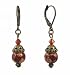 Earrings - E377 - Hand Painted Wood Bead and Swarovski (tm) Crystal Beads - Antique Gold Tone