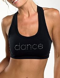 Dance Rhinestone Dance Sports Bra Black