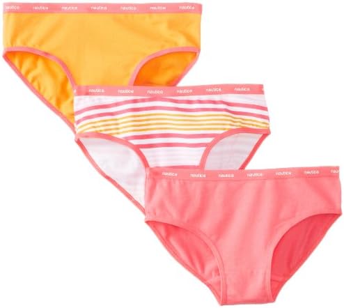 Nautica Big Girls'  3 Pack Solid and Multi Stripe Bikini, Assorted, Small