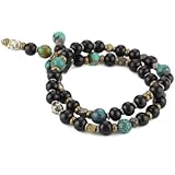 M.Cohen Ebony Beaded Wrap Bracelet With Turquo