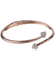 Bronze and 18k Rose Gold-Plated Two-Tone Bypass Heart Bangle Bracelet, 7.25"