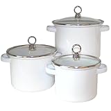 Review Calypso Basics 70300 / Calypso Basics 3-Piece Stockpot Set with Glass Lids, White