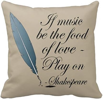 Shakespeare Food Of Love Music Words/Quotes Pillow Cover Cusion Case 18" x 18"