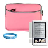Travel Case for Barnes and Noble Nook in Cotton Candy Pink + Clear Screen Protector + Wisdom * Courage Wristband