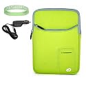 Green Amazon Kindle DX 3 Pocket Vertical Carrying Sleeve + Rapid Kindle DX Car Charger + Live*Laugh*Love Wrist Band!!! (Kindle DX Not Included)
