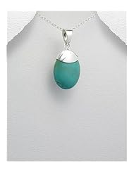 Reconstructed stones Pendant Necklace In 92.5 Sterling Silver