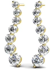 1.00 ct Ladys Wavy Round Diamond Journey Earrings in 18 karat Yellow Gold