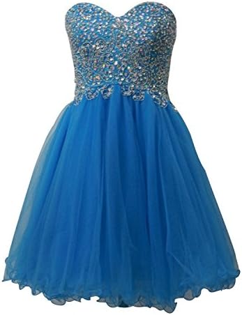 ALfany Sequined Short Organza Cocktail Prom Dress ALF056BL-US10