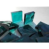FortySevenGems 100 Pieces Stained Glass Mosaic Tiles 1/2-Inch Turquoise Cathedral Glass Textured