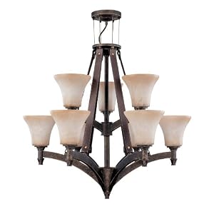 Nuvo Lighting 60 2442 Viceroy 9-Light Two Tier Chandelier with Burnt Sienna...