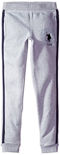 U.S. Polo Assn. Big Boys' Fleece Jogger, Light Heather Gray, 10/12