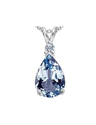 Original Star K (tm) Large 14x10mm Pear Shape Simulated Aquamarine Pendant in 925 Sterling Silver