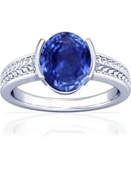 18K White Gold Oval Cut Blue Sapphire Solitaire Ring