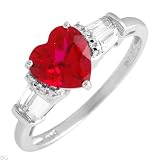 Attractive Brand New Ring With 1.80ctw Created Ruby and Topazes Crafted in White Gold