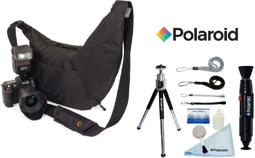 Lowepro Passport Sling Case - Dslr Camera Shoulder Bag And a 8 Mini Tripod With Pan Head/Lenspen/Wrist Strap &amp; Neck Strap Combo/5pc Cleaning Kit